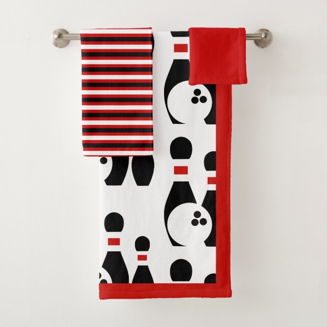 Conjunto De Toalhas Bola de boliche e pinos e padrão striptease (Insitu)