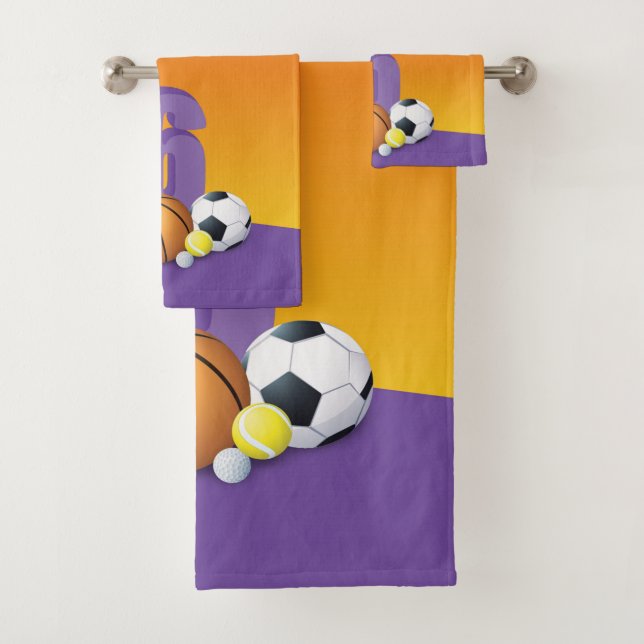 Conjunto De Toalhas Bolas de Esportes de Aniversário para 6 de Menina  (Insitu)