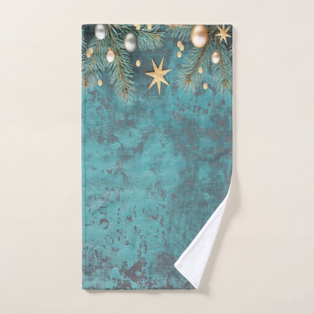 Conjunto De Toalhas Bolas de Natal Estrelas Ramos Antigos (Toalha de mão)