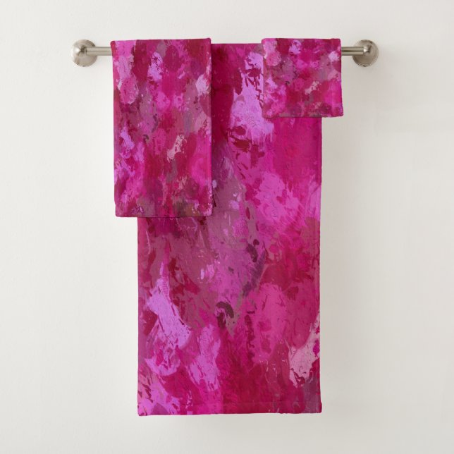 Conjunto De Toalhas Bolas de Tinta Rosa Quente (Insitu)