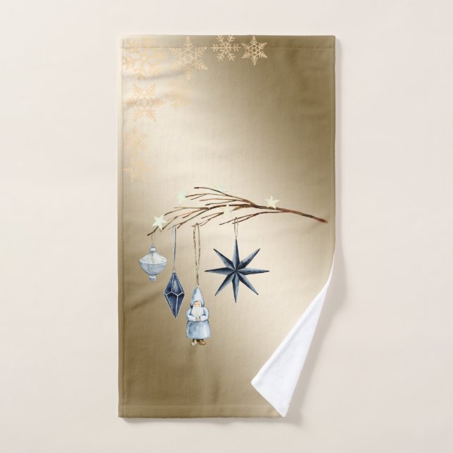 Conjunto De Toalhas  Bolas,Papai Noel,Galho da Árvore Flocos de Neve  (Toalha de mão)