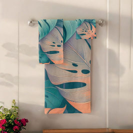 Conjunto De Toalhas Bold Monstera Patterna Tropical Leaf Summer Primav