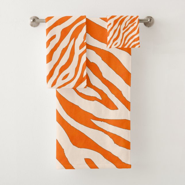Conjunto De Toalhas Bold Orange Tiger Stripe Pattern (Insitu)