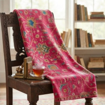 Bold Oriental Rug Vibrant Hot Pink Jewel-Toned
