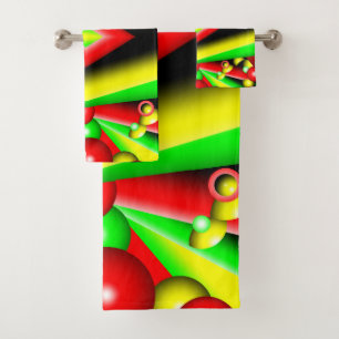 Conjunto De Toalhas Bolhas Amarelas Vermelhas Verdes E Abstrato de Art