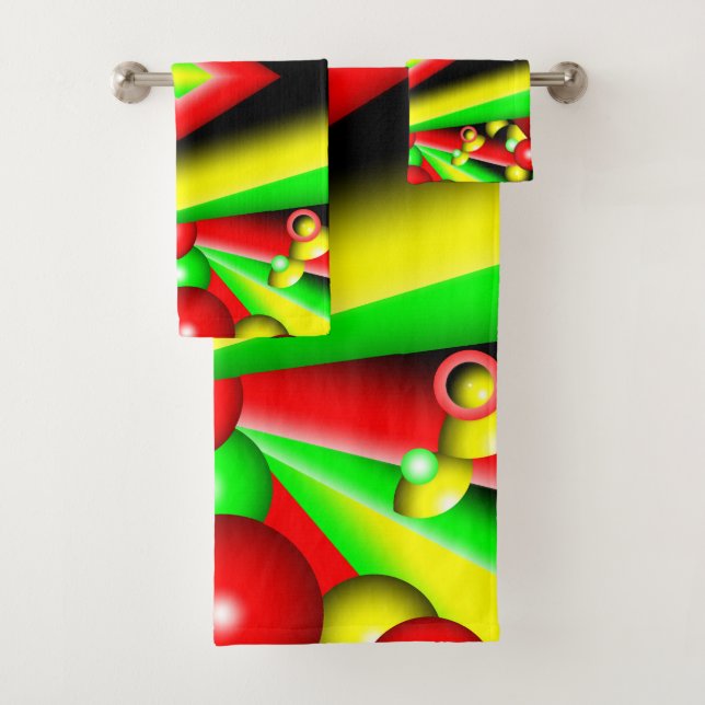 Conjunto De Toalhas Bolhas Amarelas Vermelhas Verdes E Abstrato de Art (Insitu)