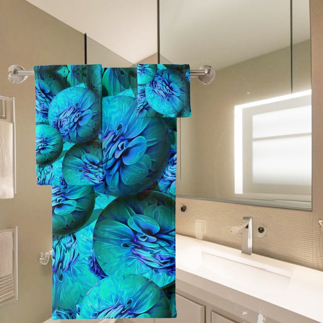 Conjunto De Toalhas Bolhas de turquesa abstrato (Criador carregado)