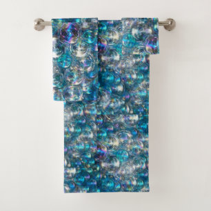 Conjunto De Toalhas Bolhas Pequenas Bolhas Banho Azul Azul Aqua