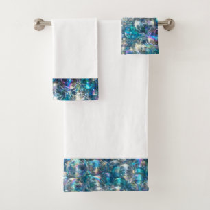 Conjunto De Toalhas Bolhas Pequenas Bolhas Banho Azul Azul Azul