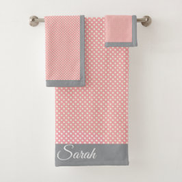 Conjunto De Toalhas Bolinha Rosa