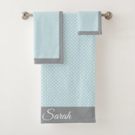 Conjunto De Toalhas Bolinhas azul bebê