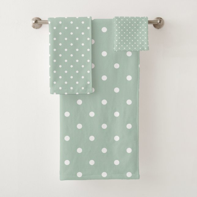 Conjunto De Toalhas Bolinhas branca verde (Insitu)