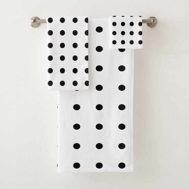 Conjunto De Toalhas Bolinhas brancas e pretas (Insitu)