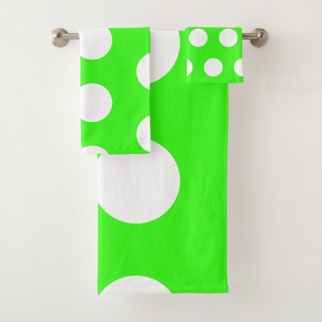 Conjunto De Toalhas Bolinhas brancas neon-line grandes (Insitu)