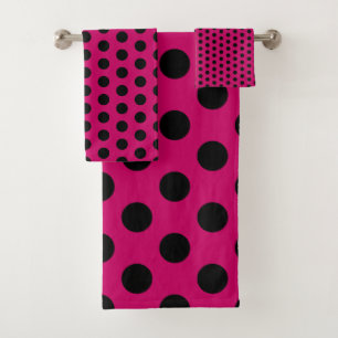 Conjunto De Toalhas Bolinhas cor-de-rosa e pretas
