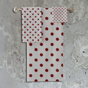 Conjunto De Toalhas Bolinhas da Borgonha cinza