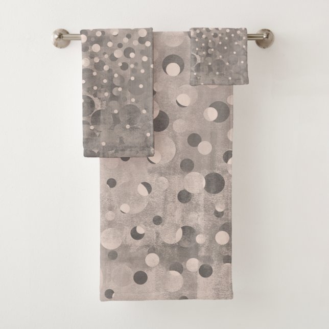 Conjunto De Toalhas Bolinhas de Cinza Mallow Abstrato moderna, com pad (Insitu)