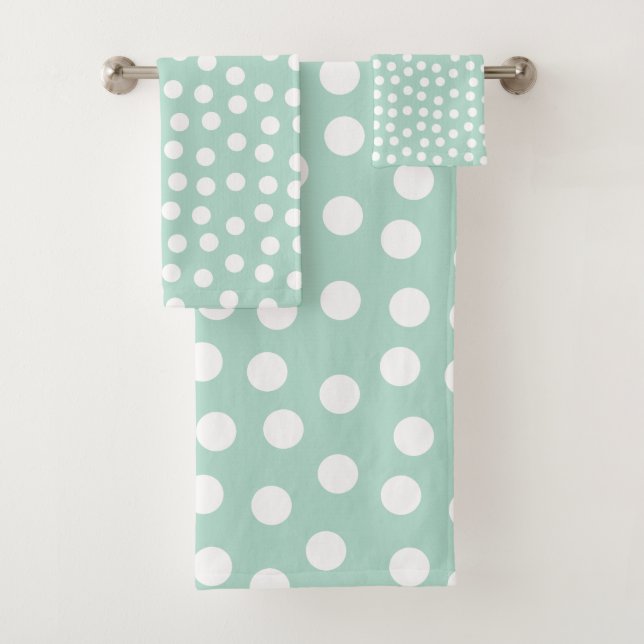 Conjunto De Toalhas Bolinhas de hortelã verde-clara (Insitu)