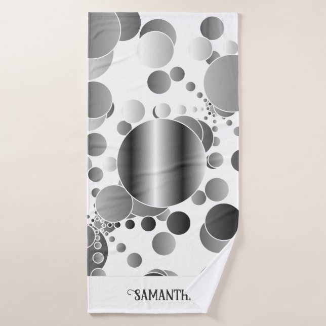 Conjunto De Toalhas Bolinhas estética Cinza Abstrato branco (Toalha de Banho)