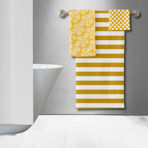 Conjunto De Toalhas Bolinhas Floral Feliz de Stripes Amarelas