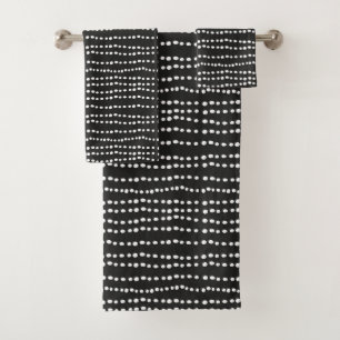 Conjunto De Toalhas Bolinhas Mínima Negra e Branca Moderna