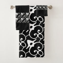 Conjunto De Toalhas Bolinhas negras e brancas modernas