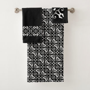 Conjunto De Toalhas Bolinhas negras e brancas modernas