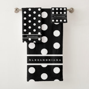 Conjunto De Toalhas Bolinhas negras e brancas modernas