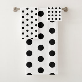 Conjunto De Toalhas Bolinhas negras e brancas modernas