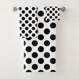 Conjunto De Toalhas Bolinhas, padrão de Bolinhas, preto e branco