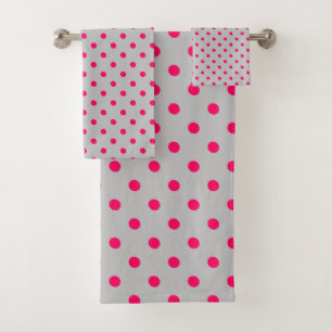 Conjunto De Toalhas Bolinhas Rosa cinza