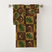 Bolota e Oak Leaf Checkerboard Pattern Bath Towel