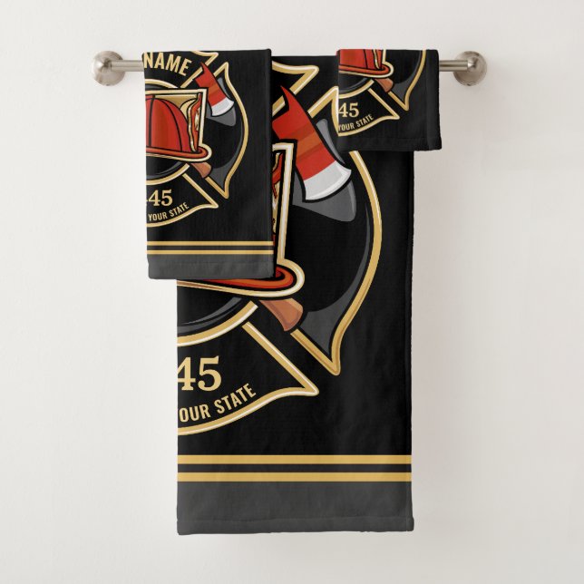 Conjunto De Toalhas Bombeiro ADD NAME Crachá de Bombeiros (Insitu)