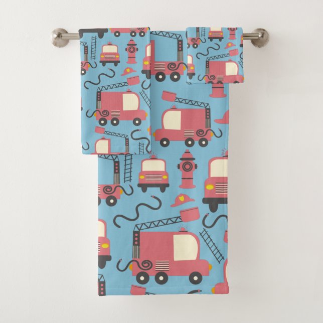 Conjunto De Toalhas Bombeiros vermelhos Veículos de salvamento para cr (Insitu)