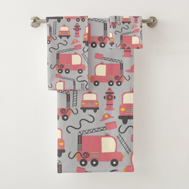 Conjunto De Toalhas Bombeiros vermelhos Veículos de salvamento para cr (Insitu)