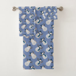 Conjunto De Toalhas Boneco de neve bonito com Beanie - a BG editável