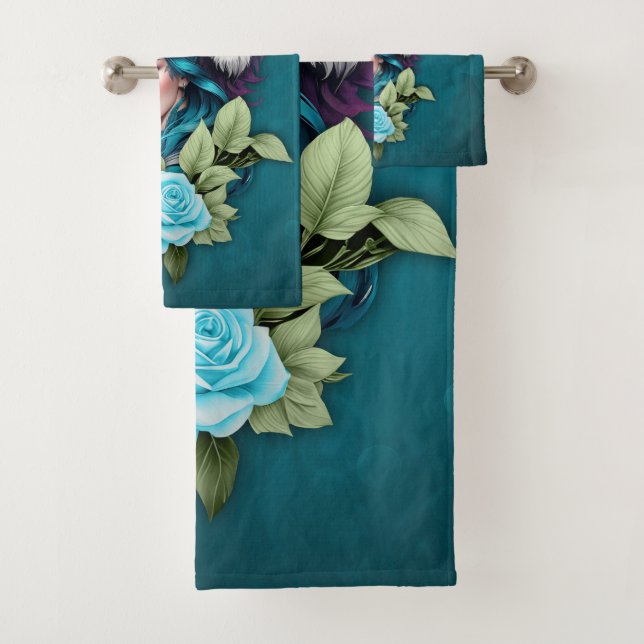 Conjunto De Toalhas Bonita cabeça de mulher com olhos expressivos (Insitu)