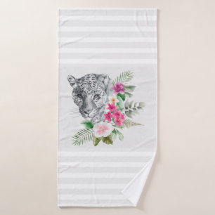 Conjunto De Toalhas Bonita Cabeça-Leopardo com Cinzas