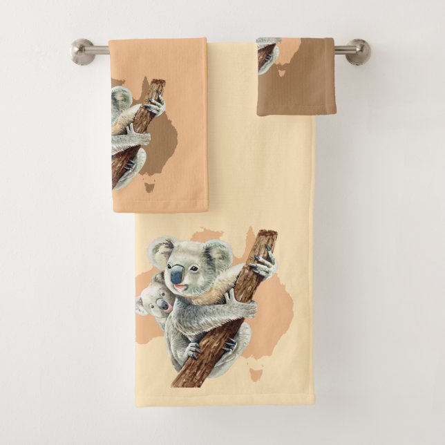Conjunto De Toalhas Bonita Koala Mãe e Bebê (Insitu)