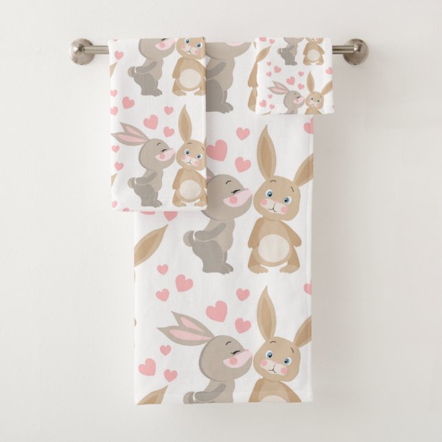Conjunto De Toalhas Bonitas Bunnies Enamorados (Insitu)