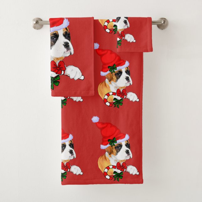 Conjunto De Toalhas Bonito Boxer Puppy Natal (Insitu)