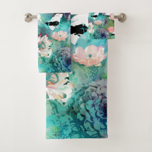 Conjunto De Toalhas Bonito cactus floral e stripes design