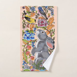 Conjunto De Toalhas Bonito Coelho Cor-de-rosa-rosado Cachorro-roxa