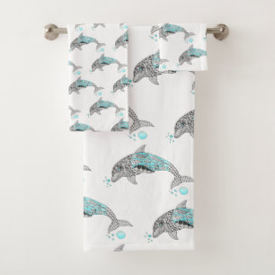 Conjunto De Toalhas Bonito golfinho aquático