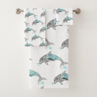 Conjunto De Toalhas Bonito golfinho aquático