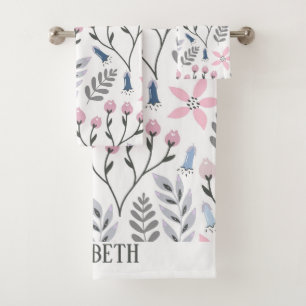 Conjunto De Toalhas Bonito ilustração floral em queda botânica