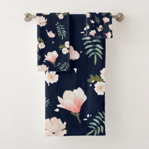 Conjunto De Toalhas Bonito padrão de flores femininas para seu azul Ma