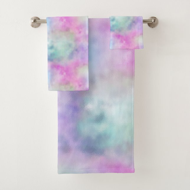 Conjunto De Toalhas Bonito Pastel Rainbow Cloud BATHROOM TOWEL SET (Insitu)