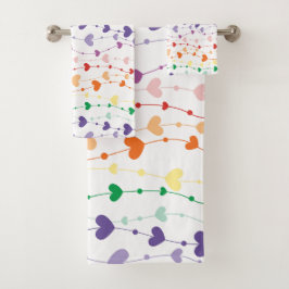 Conjunto De Toalhas Bonito Rainbow Hearts Pattern Kids Bathroom