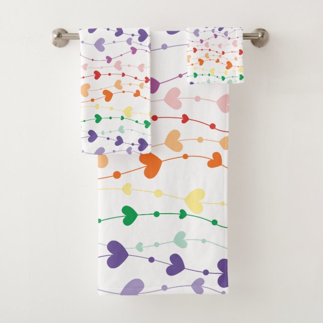 Conjunto De Toalhas Bonito Rainbow Hearts Pattern Kids Bathroom (Insitu)